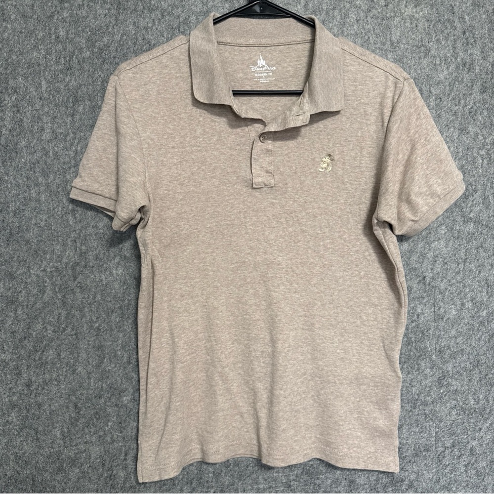 Disney Mickey Mouse Polo Shirt Disney Parks Women's size S modern fit beige